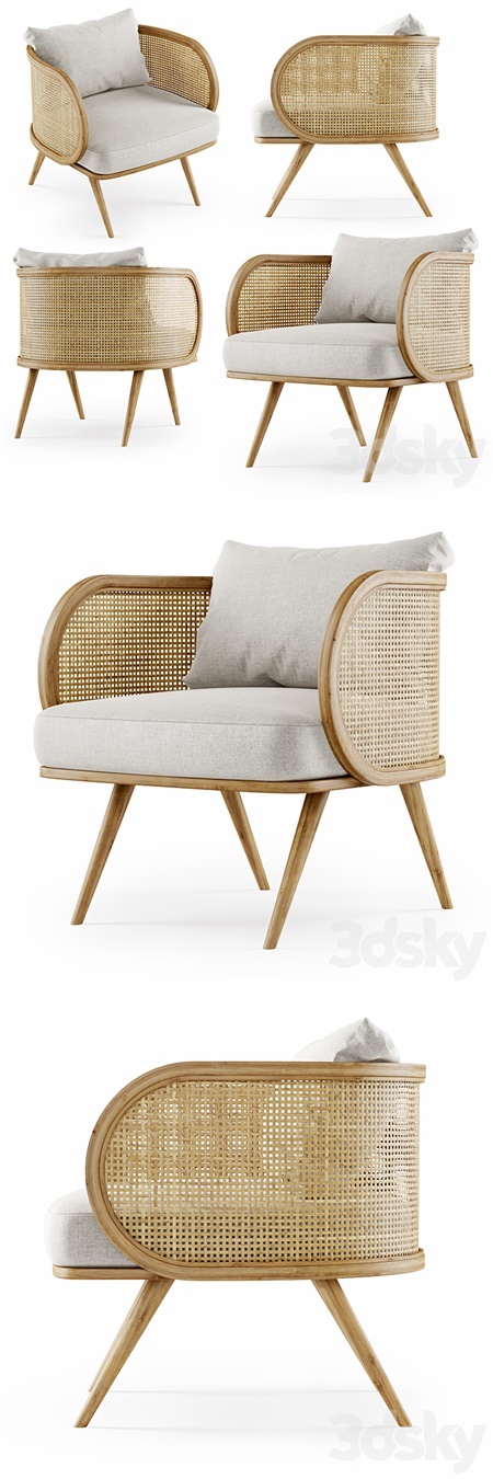 Wooden rattan lounge chair C20 by Bpoint Design / Rattan chair