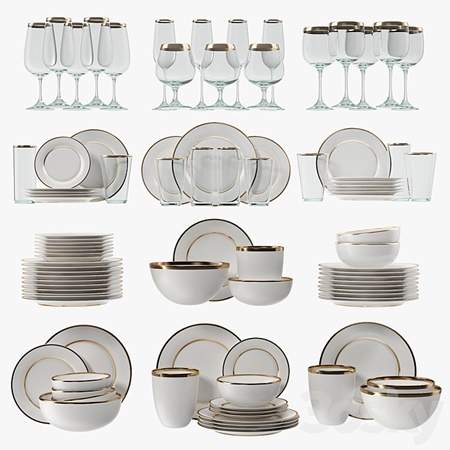 Modern glasses and plates
