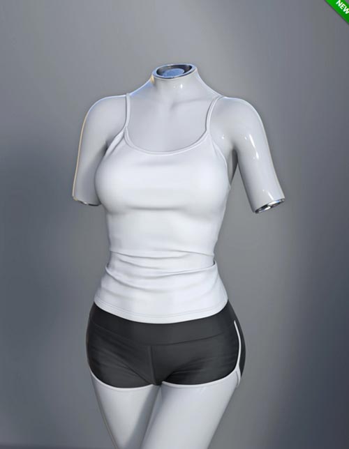 dForce SU Shorts Vest Suit for Genesis 9, 8.1, and 8 Female