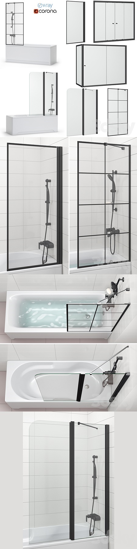 Bath screens and bathtubs Radaway and Ravak set 134