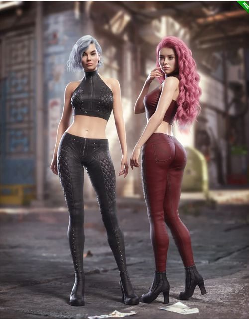 dForce Leather Outfit for Genesis 9, 8.1, and 8