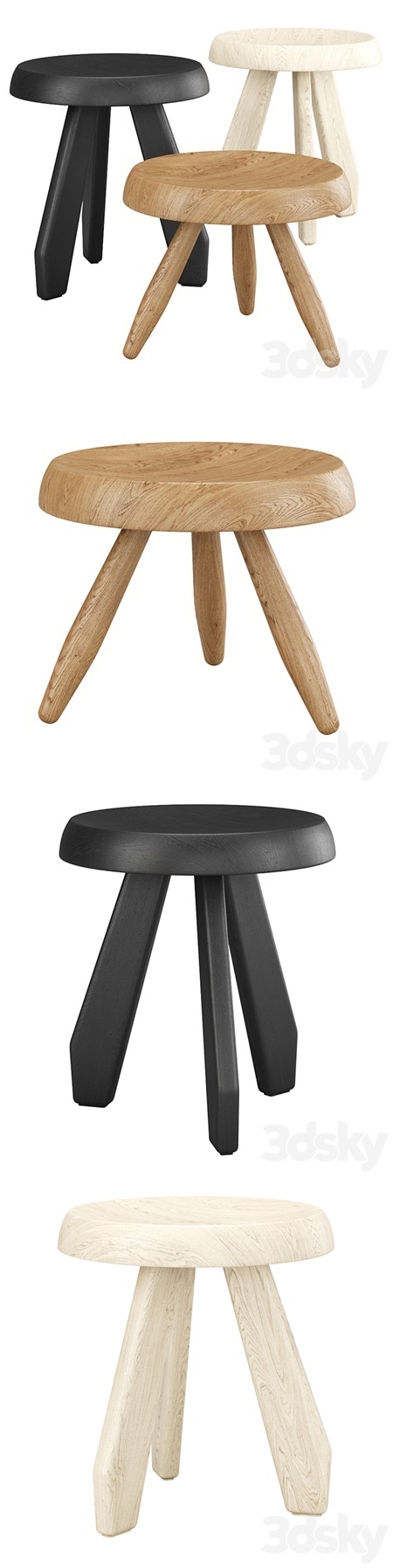 Tabouret Meribel by CASSINA / Round wooden stools