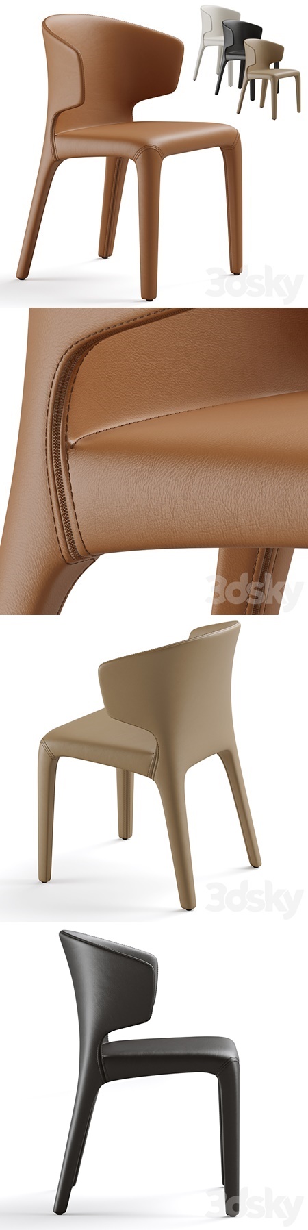 Zuster Husk Cassina Hola 367 Leather Dining Chair