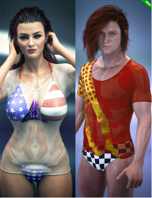 dForce Dynamic Wet Tshirt Bikini and Briefs for Genesis 9 Texture Add-On