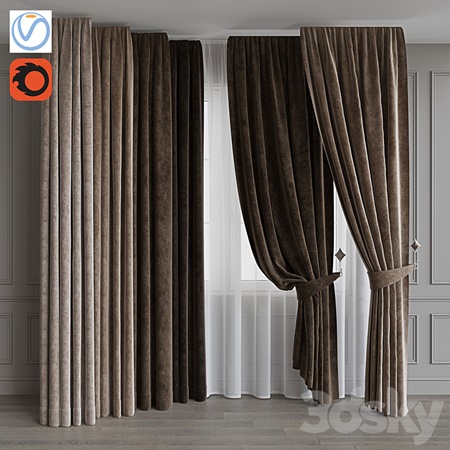 Set of curtains from velvet 37. Beige gamut