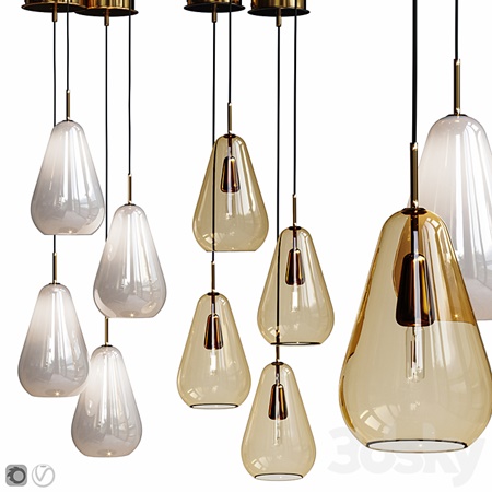 Nuura Anoli medium 1 pendant gold and white glass shade