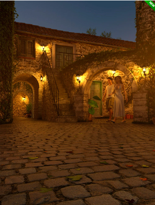 Stone Mediterranean Courtyard