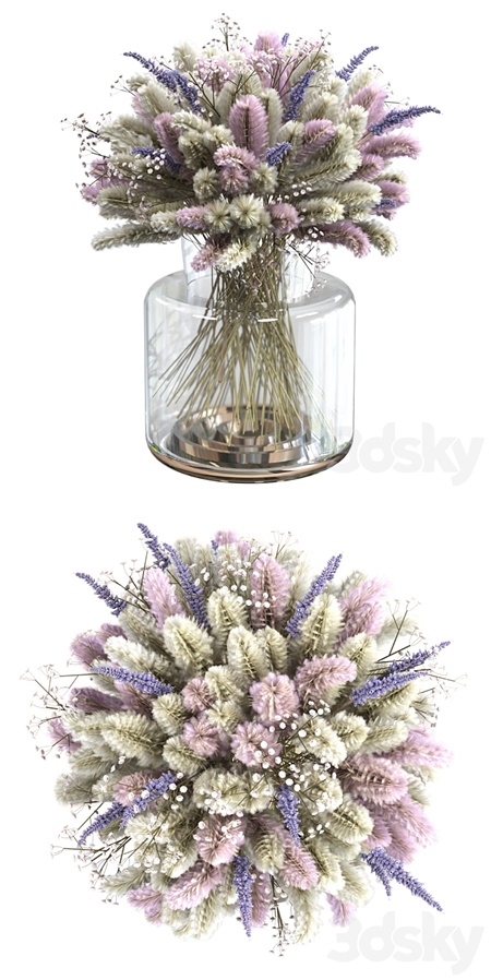 Bouquet of lagurus and lavender