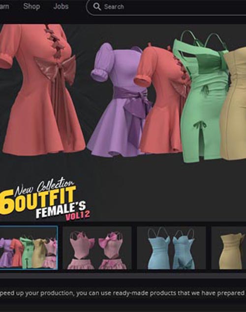 6 models of FEMALE'S outfit vol12 / marvelous & clo3d / OBJ / FBX