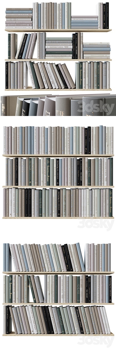 Set of books colored pastel colors