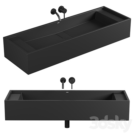 Marmo Charcoal Wall Hung Double Stone Basin 1200mm