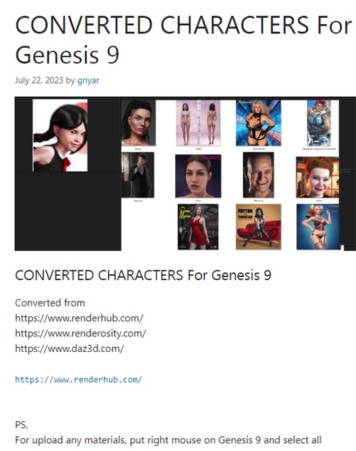 CONVERTED CHARACTERS For Genesis 9