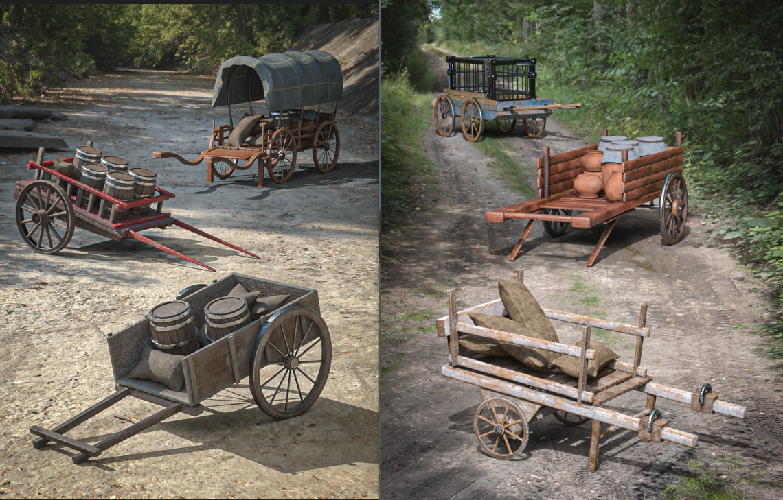 Medieval Transport Wagons I-II