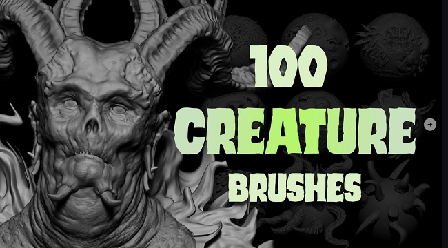 Artstation - Zbrush + Blender - 100 Creature Brush Mega Pack