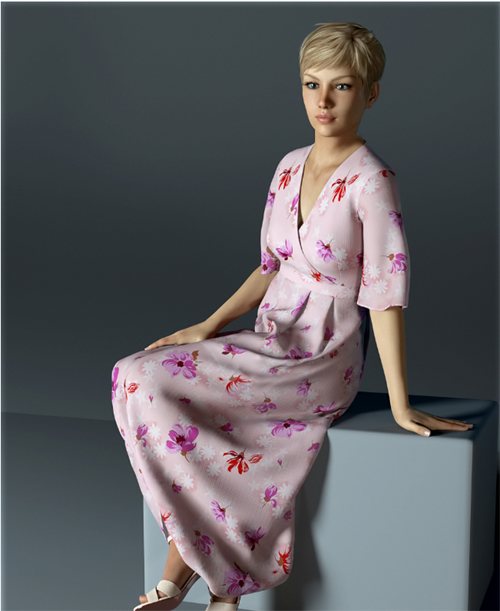 H&C dForce Floral Dress for Genesis 8 Female