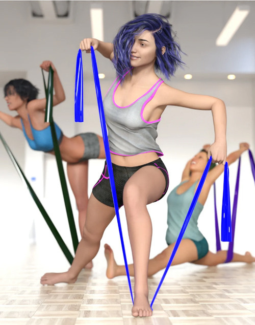 Resistance Band Poses and Props for Genesis 8 and Genesis 8.1 Female