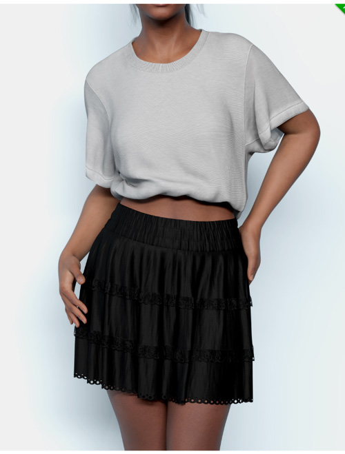 dForce Oversized Crop T-Shirt and Skirt for Genesis 9