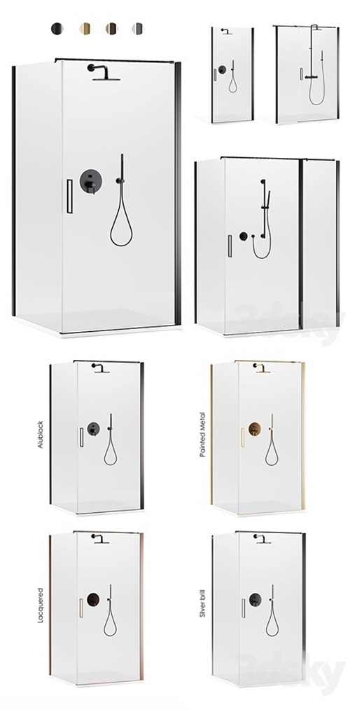 Shower enclosures Arblu Icaro + shower systems Paffoni set 1