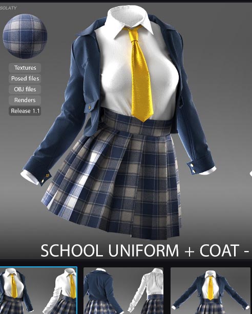 School Uniform + Coat - Marvelous / CLO Project file