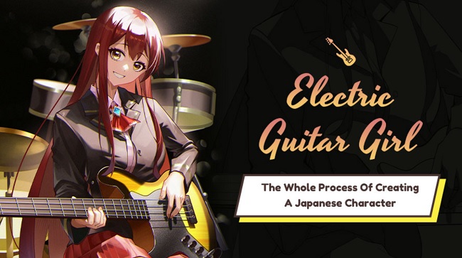 Wingfox - Electric Guitar Girl - The Whole Process of Creating a Japanese Character