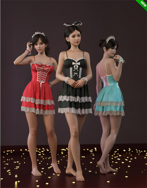 dForce MKTG 3 in 1 Lace Dress Outfit for Genesis 9, 8.1 and 8 Female