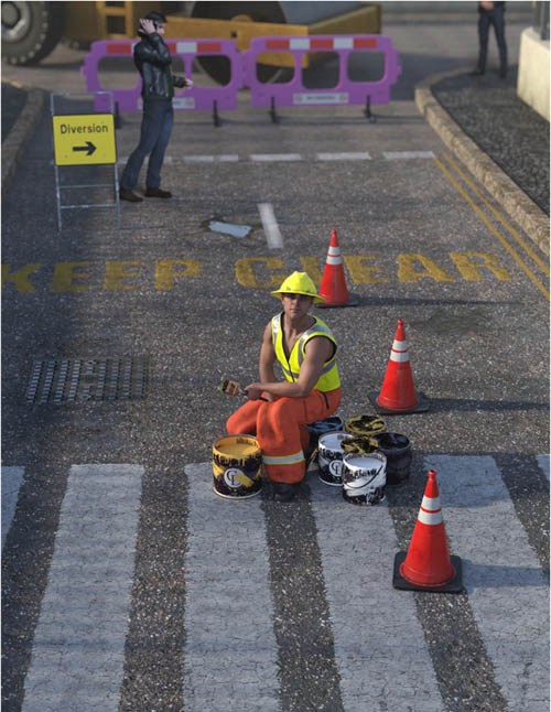 Road Markings and Potholes - Decals for Daz Studio