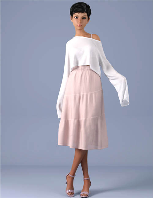 dForce HnC LongSleeve TShirt Outfit for Genesis 8.1 Females