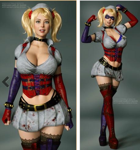 Arkham Harley Quinn Outfit for G8F