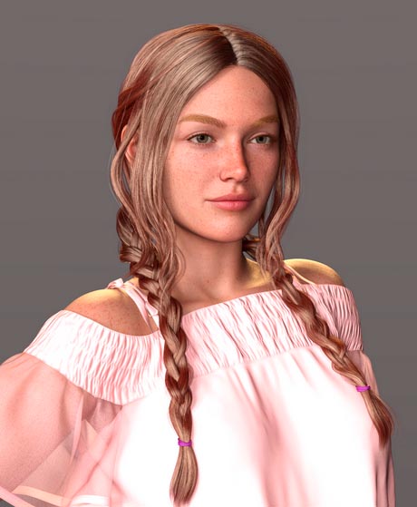Cowgirl Braids and Accessories for Genesis 9 Feminine