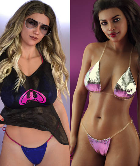 dForce Dynamic Wet Tshirt Bikini for Genesis 8 and 8.1 Females Texture Add-On