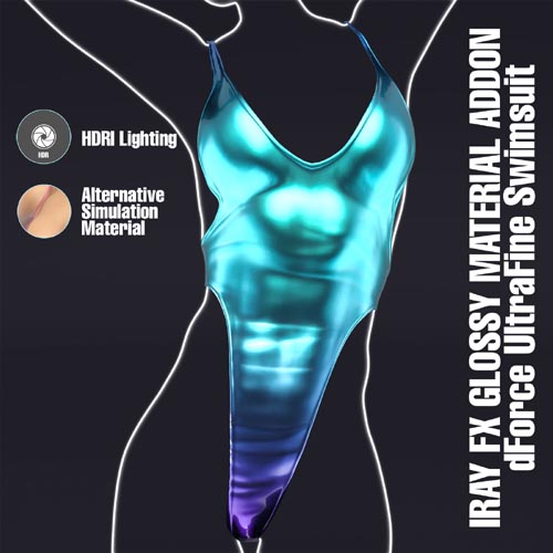 Iray Glossy FX Material Addon for UltraFine Swimsuit