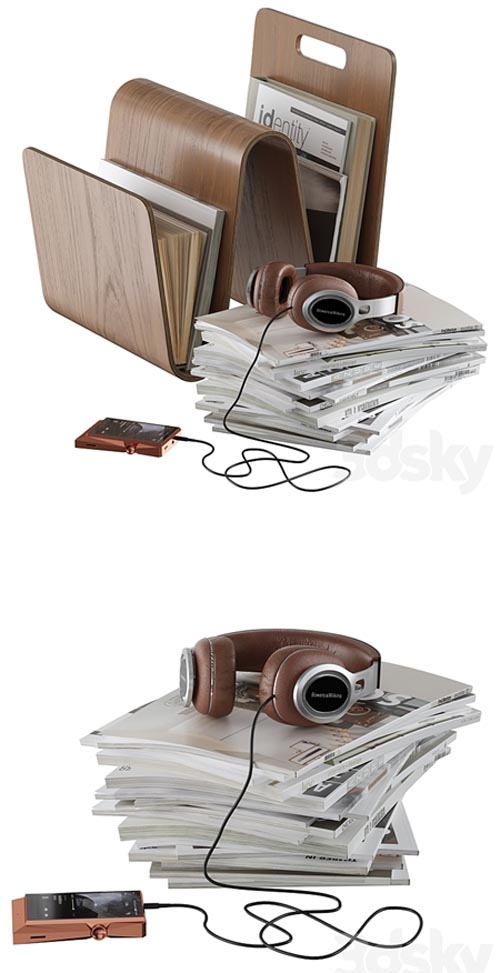 Magazine rack holder book stack headphone floor accessories decor