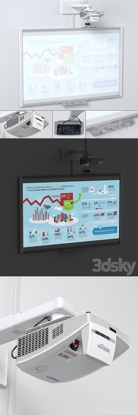 Smart SBM685 Whiteboard with Vivitek DH758UST Projector and Mount