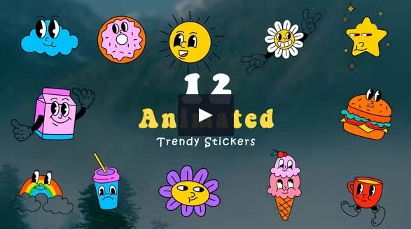 Videohive - Animated Scene of Trendy Sticker Pack Designs - 47872070