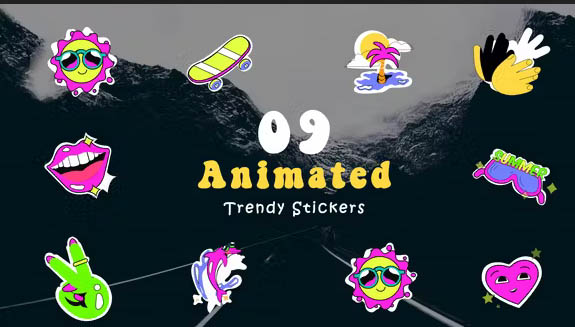 Videohive - Trendy Stickers Animated Scene - 47871692