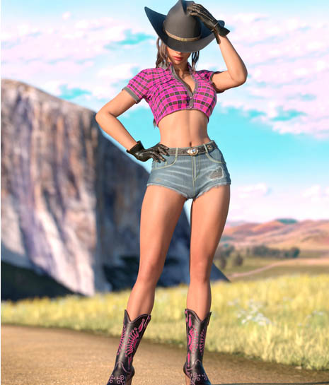 Wild West Cowgirl Outfit for Genesis 9 Feminine