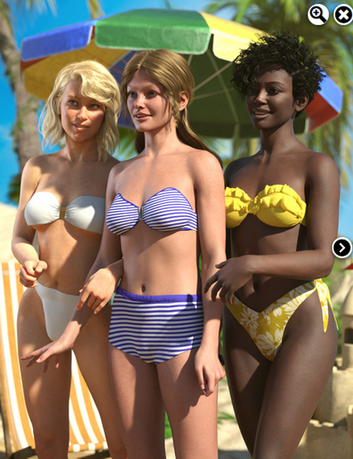 BW Strapless Beach Outfits 01 for Genesis 9, 8.1, and 8 Female