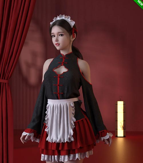 dForce MKTG Maid Outfit for Genesis 8.1 Females and Genesis 9