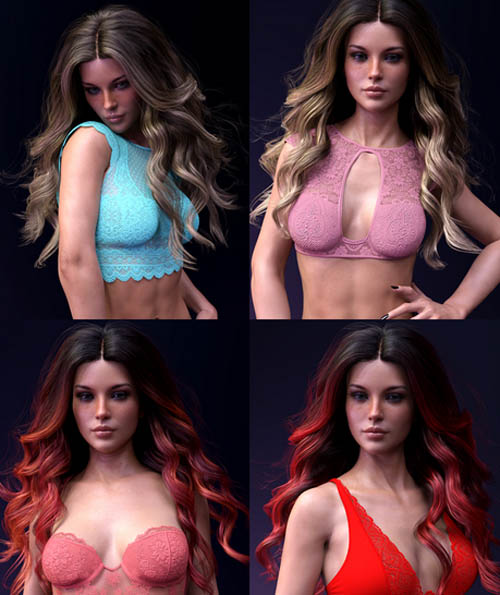 X-Fashion Lace Tops Set for Genesis 8 and 8.1 Females