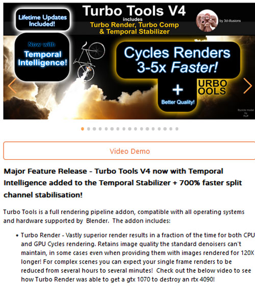 Blender – Turbo Tools : Turbo Render, Temporal Stabilizer, & Turbo Comp (v4.0.1)