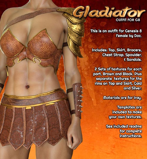 Exnem Gladiator Outfit for Genesis 8 Female