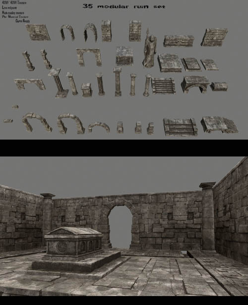 ruin set 1 stone arch Low-poly 3D model