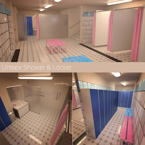 Unisex Shower & Locker with G3F & G3M Poses