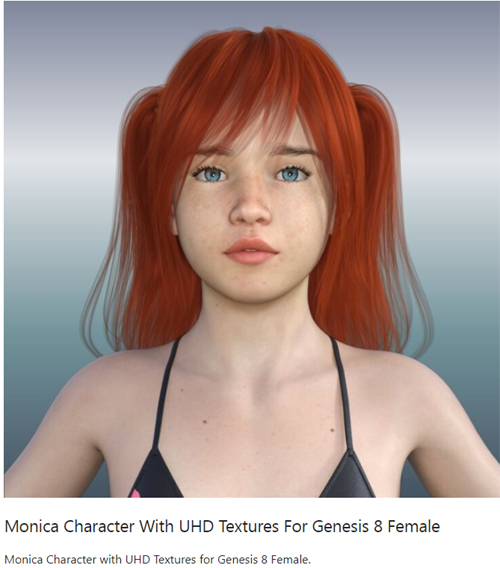 Monica Character With UHD Textures For Genesis 8 Female