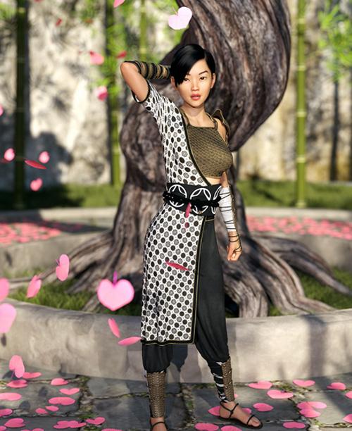 dForce Wandering Samurai Outfit for Genesis 8 and Genesis 8.1 Females