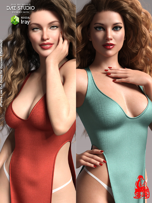 dForce Low Cut Dress for Genesis 8 and 8.1 Females