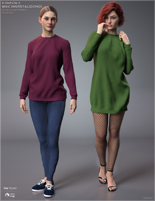 CGI Elementals - Basic Sweater & Leggings for Genesis 8-8.1F and Genesis 9