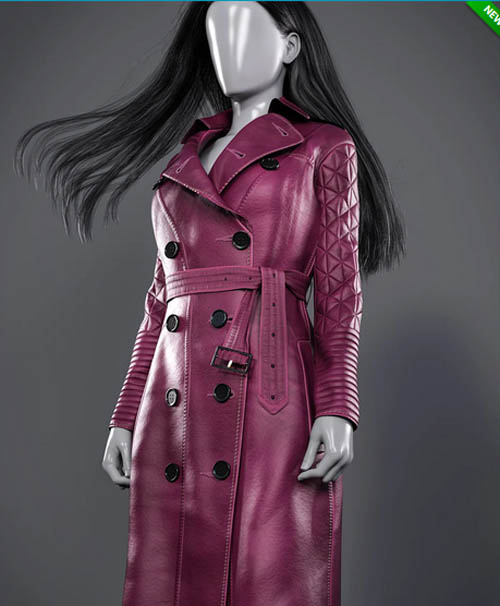 dForce Winter Trench Coat Outfit for Genesis 9, 8, and 8.1 Female