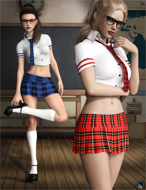 dForce Naughty School Girl Outfit Set for Genesis 8 Females
