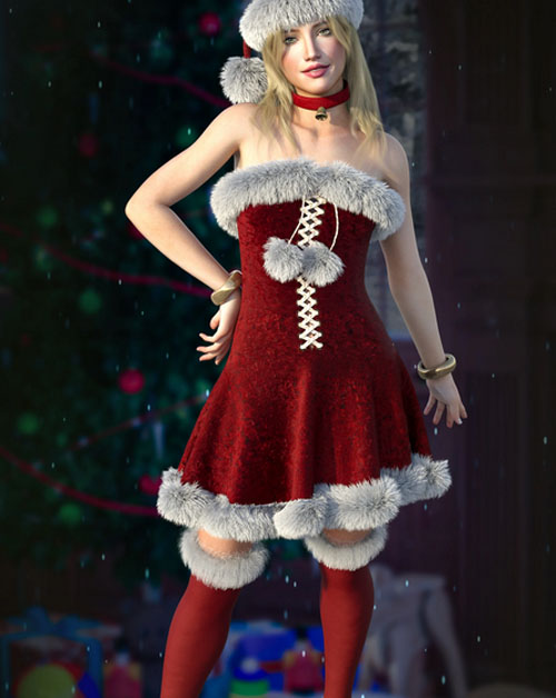 dForce Bethany Christmas Outfit for Genesis 8, 8.1, and 9